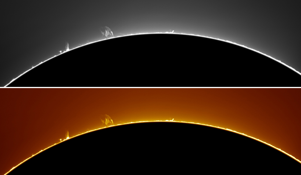 Protubérance solaire en Hα le 24/05/09 à 11h49 TU au PST modifié