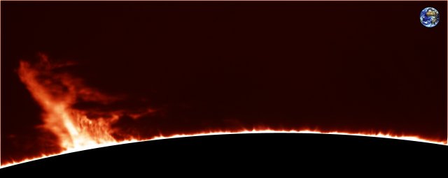 Protubérance solaire en Hα le 25/06/11 à la TOA 130 + PST & barlow 3 x
