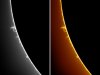 Protubérances solaires en Hα le 24/05/09 à 11h34 TU au PST modifié